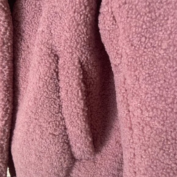 French Connection Teddy Faux Fur Coat Mauve Pink M Cozy Shaggy Faux Shearling - Picture 5 of 8